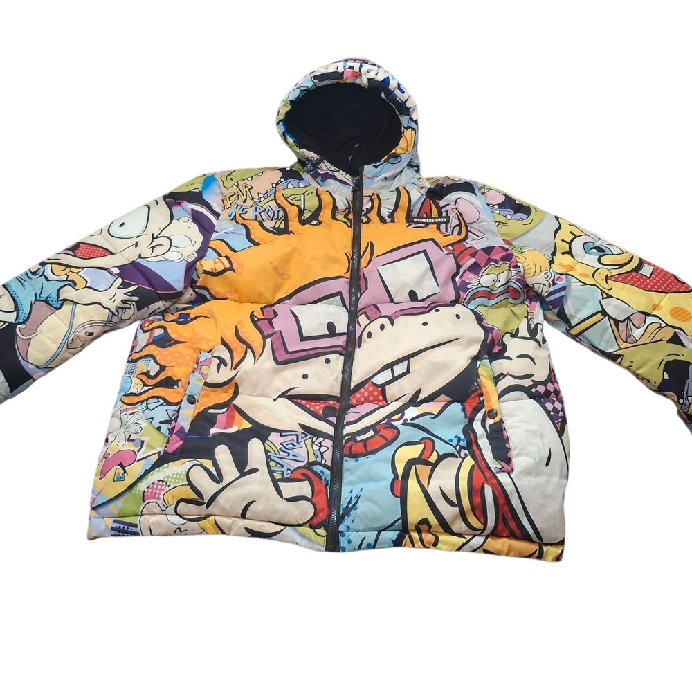 Members Only Multicolor Cartoon Graphic Puffer Jacket